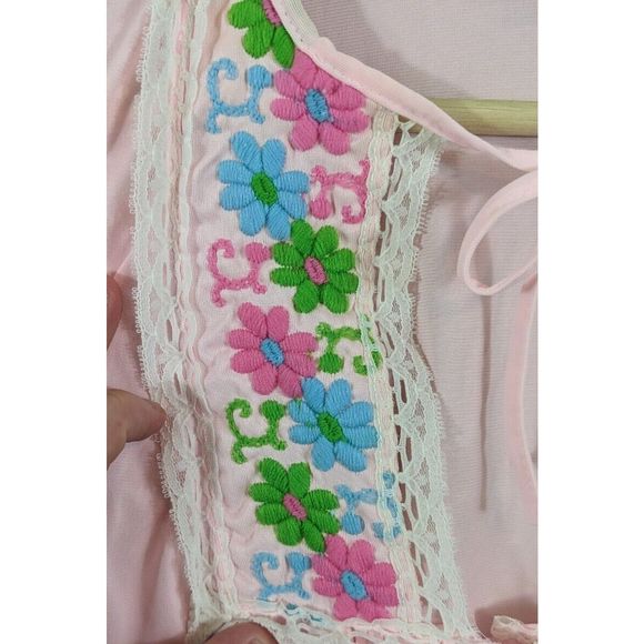 Pink Vintage Deena Nylon Night Shirt Flower Power 60s - Picture 3 of 16